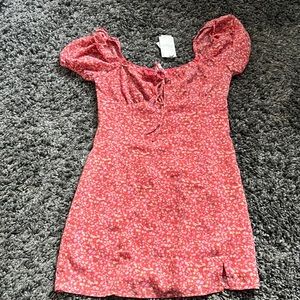 Medium Pink multi floral womens mini dress